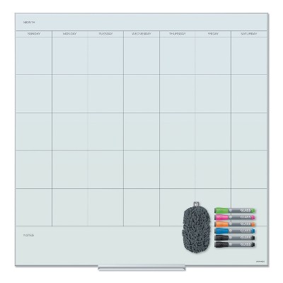 U Brands Floating Glass Dry Erase Undated One Month Calendar 36 x 36 White 3968U00-01