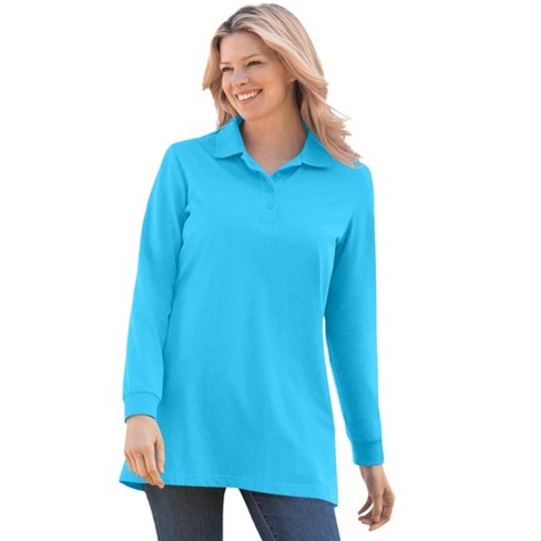 Plus size long sleeve polo shirts hotsell