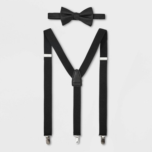 Black Bow Ties and Suspenders (Soft Black) - Mr. Bow Tie