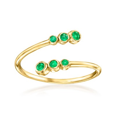 Ross-Simons 0.10 ct. t.w. Emerald Bypass Ring in 10kt Yellow Gold