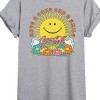 Women's - Coca-Cola - Have A Coke and Smile Retro Groovy Sun and Flowers Oversized Graphic T-Shirt - 2 of 4