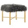 Horace Faux Sheepskin X Square Bench - Grey - Safavieh - 3 of 4
