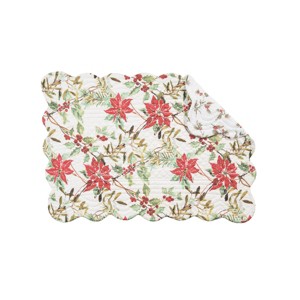 C&F Home 13" x 19" Eve Floral Christmas Flower Cotton Quilted Machine Washable Scallop Edge Placemats, Set of 6 - 1 of 4