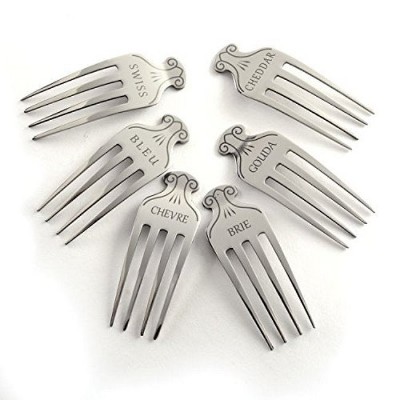 Norpro 6pc Stainless Steel Cheese Markers - Brie Chevre Cheddar Gouda Swiss Bleu