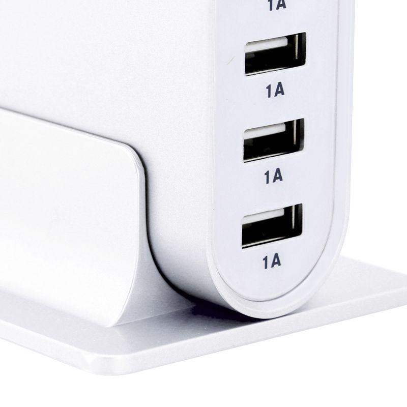Trexonic 7.1 Amps 5 Port Universal USB Compact Charging Station in White Finish, 2 of 4