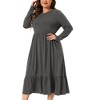 Agnes Orinda Women's Plus Size V Neck Flowy Tiered with Pockets Vacation Casual Maxi A Line Dresses - 2 of 4