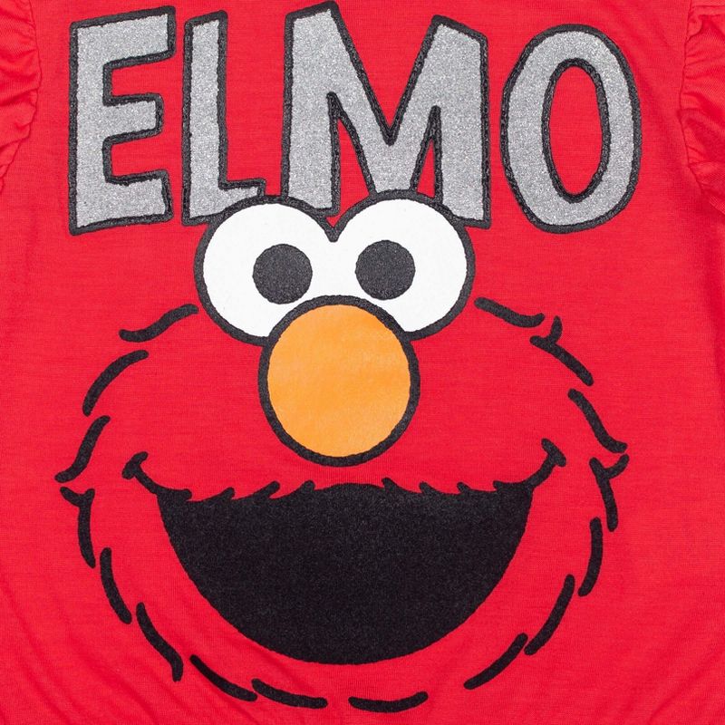 Sesame Street Elmo Girls T-Shirt and French Terry Shorts Outfit Set Little Kid, 5 of 8