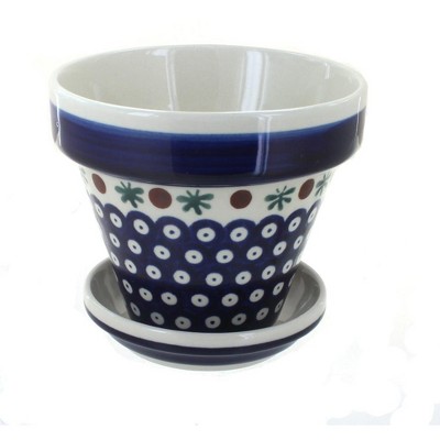Blue Rose Polish Pottery 890-893 Zaklady Small Flower Pot