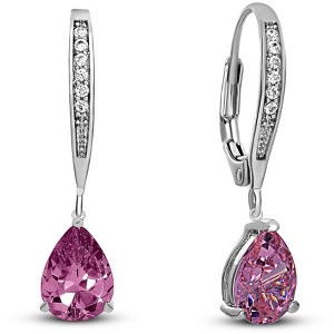 Guili Sterling Silver Rhodium Plated Teardrop CZ Earrings in Various Colors, A Sparkling, Elegant Collection for Timeless and Stylish Looks - 1 of 4