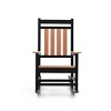 Matte Frame Contemporary Patio Rocking Chair Engineered Polymer & Slatted Wood Paneling with Ergonomic Curvature - 3 of 4