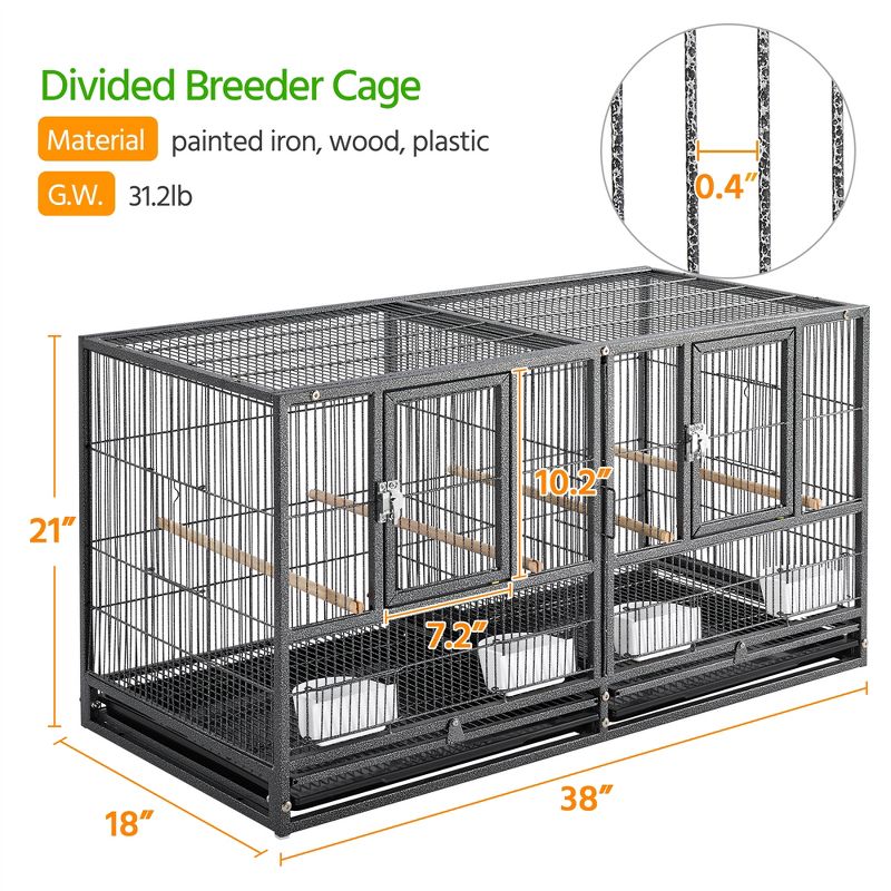 Yaheetech Stackable Wide Bird Cage for Small Birds Lovebirds Finch Canaries Parakeets Cockatiels, 3 of 8