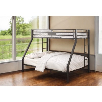 NicBex Twin XL over Queen Bunk Bed Metal Bed Frame with Ladder and Full Length Guardrail, Space Saving, No Box Spring Required, Black