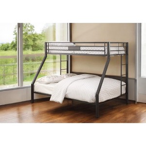 NicBex Twin XL over Queen Bunk Bed Metal Bed Frame with Ladder and Full Length Guardrail, Space Saving, No Box Spring Required, Black - 1 of 4