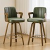 Bekrvio 26" Swivel Counter Height Bar Stools Set of 1/2/3/4,Faux Leather Upholstered Bar Chairs with Back & Arm for Kitchen Island,Black - 4 of 4