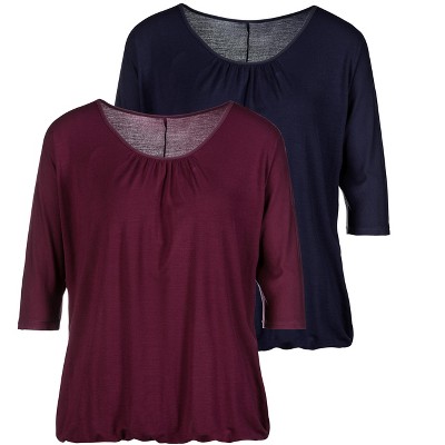 Women's 2 Pk Elbow Sleeve Tops - LASCANA