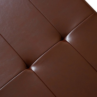 Charleston Reddish Brown Bonded Leather Tufted Storage Footstool