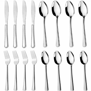 Boersma 16-Piece Luxury Premium Silverware Dinnerware Tableware With Forks, Knives, Spoons, And Teaspoons - Durable, And Rust-Resistant Cutlery - 1 of 4