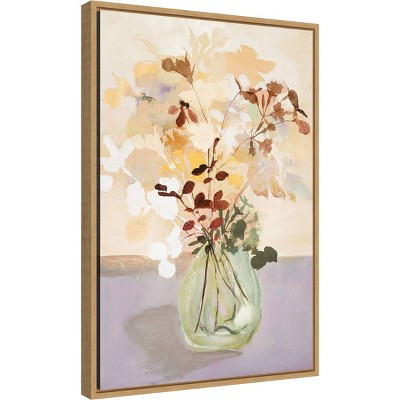27" x 19" Pastel Floral Framed Canvas Print