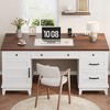 60" Executive Desk with Power Outlet, Home Office Desk with Drawers, Wooden Work Desk with File Cabinet - 3 of 4