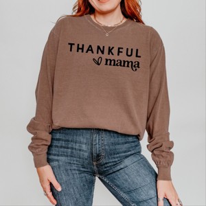 Simply Sage Market Thankful Mama Bold Heart Garment Dyed Long Sleeve - 1 of 4