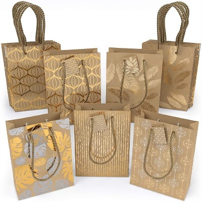 Arteza Gift Bags, Kraft, Assorted Designs - 15 Pack (ARTZ-8575)