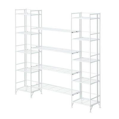57.5" Extra Storage 5 Tier Folding Metal Shelves with Set of 4 Deluxe Extension Shelves - Breighton Home