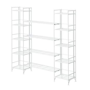  57.5" Extra Storage 5 Tier Folding Metal Shelves with Set of 4 Deluxe Extension Shelves - Breighton Home