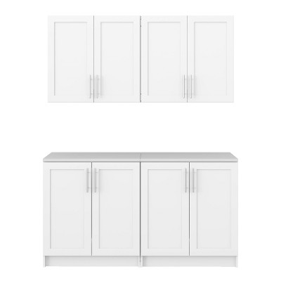 Prepac 4pc Elite Storage Cabinet Set with Panel Doors White