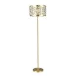63" Cleo Glam Gold Metal and Faceted Crystal Drum Shade Floor Lamp - River of Goods