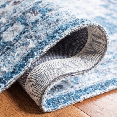 Classic Blue and Grey Tufted Cotton Area Rug