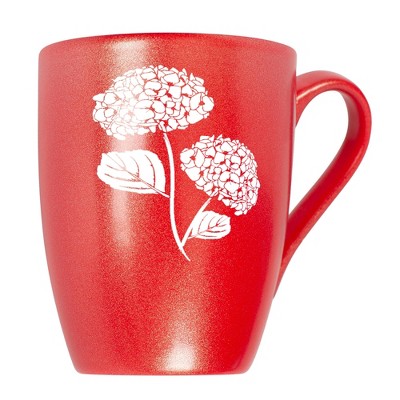 Elanze Designs Botanical Floral Nature Coffee Cup Mug 10 Ounce Ceramic With Shimmery Metallic Finish Elegant Minimalist Hydrangea Flower Silhouette