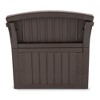 Suncast 31-Gallon Indoor and Outdoor Storage Patio Bench Chair for Lawn, Garden, Garage, and Home Organization, Java (3 Pack) - 4 of 4
