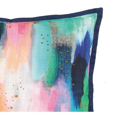 Vibrant Multicolor Cotton Blend Abstract Throw Pillow