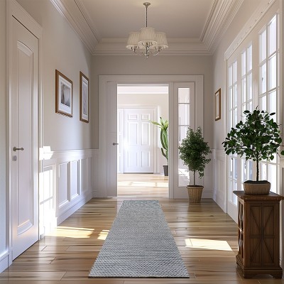 Hand-Tufted Light Grey Wool Blend 8' x 10' Oval Area Rug