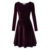 Clearlove Women's A-Line Velvet Dress Scoop Neck Slim Flowy Swing Solid Party Dress - 4 of 4