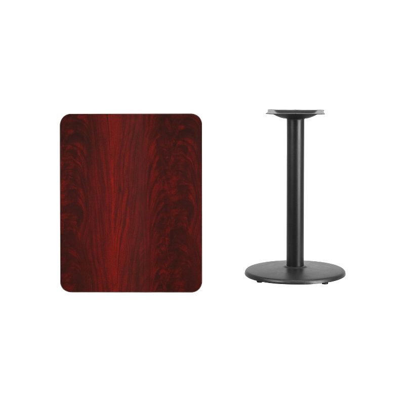 Flash Furniture 24'' x 30'' Rectangular Mahogany Laminate Table Top with 18'' Round Table Height Base, 2 of 3