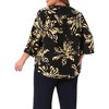 Women's Plus Size Floral Button Notch V Neck Rolled 3/4 Sleeve Casual Tunic Blouses with Pockets - Agnes Orinda - 4 of 4