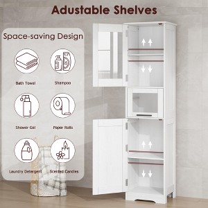 67" Tall Bathroom Storage Cabinet with 4 Doors & Flip Glass Drawer,  Freestanding Organizer for Kitchen, Pantry, Living Room - 1 of 4
