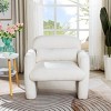 Modern Teddy Fleece Accent Chair with Armrests and Pillow, Cozy Single Sofa Armchair for Living Room, Bedroom or Study - ModernLuxe - 2 of 4