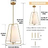 Claxy Vintage Gold Pendant Light with White Linen Fabric Adjustable Height Chandelier Brass - 2 of 4