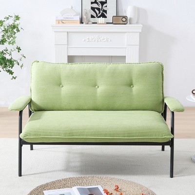 YONWAY 53"Corduroy Loveseat Couches, Small Loveseat, with Stylish Metal Handrails Button-Tufted Backrest  for Small Living Room Home Office