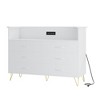 Modern 6 Drawer Dresser with LED Lights & Charging Station - 3 Outlets,2 USB Ports,Color Changing Lights,Open Shelves Stand wStylish Storage Dresser - 2 of 4