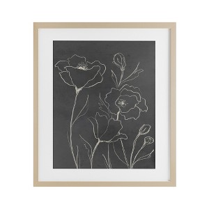 Stupell Industries Gray Poppies Outline Framed Print Under Glass - 1 of 4