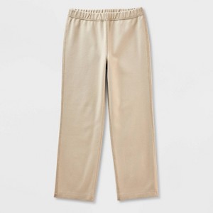 Girls' Adaptive Uniform Ponte Pants - Cat & Jack™ Khaki - 1 of 3