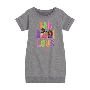 Girls' - Barbie - Faboolous Graphic Short Sleeve Fleece Dress - 1 of 4