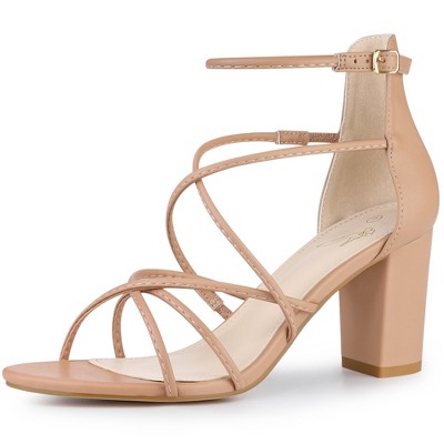 Perphy Women Crisscross Strappy Strap Chunky Heels Sandals : Target