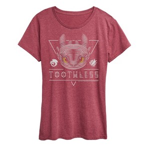 Women's - How to Train Your Dragon - Toothless Line Art Short Sleeve Graphic T-Shirt - 1 of 4