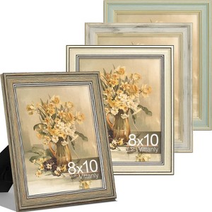 Attop 8x10 Picture Frame Set of 4, Vintage Photo Frame for Wall or Tabletop, Display 5x7 Pictures with Mat or 8x10 - 1 of 4