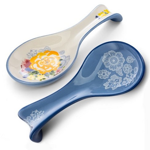 Kook Ceramic Spoon Rests, Set Of 2, Floral Design : Target