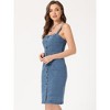 Allegra K Women's Button Down Sweetheart Neckline Sleeveless Summer Knee Length Denim Bodycon Sundress - 4 of 4